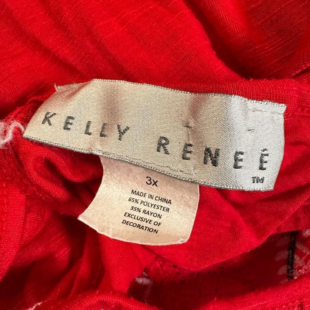 EUC Kelly Renee Women’s Plus Size Red Embroidered Cold Shoulder Top Blouse 3XL - Picture 4 of 8